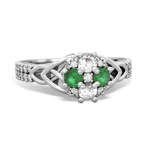 white topaz-emerald engagement ring