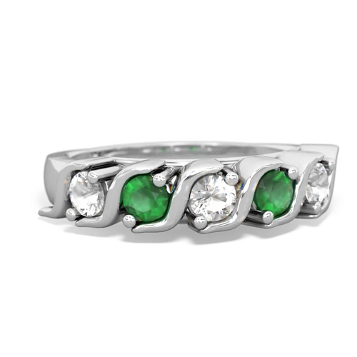 white topaz-emerald timeless ring