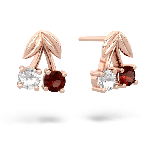 white topaz-garnet cherries earrings