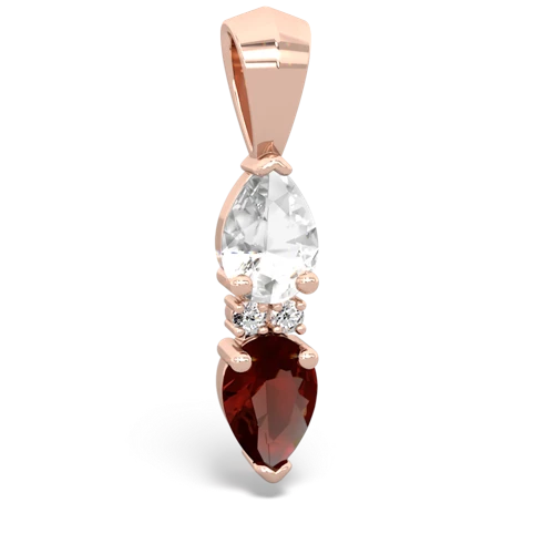 white topaz-garnet bowtie pendant