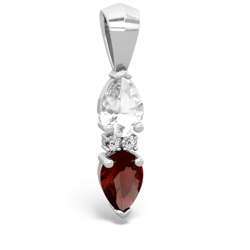 white topaz-garnet bowtie pendant