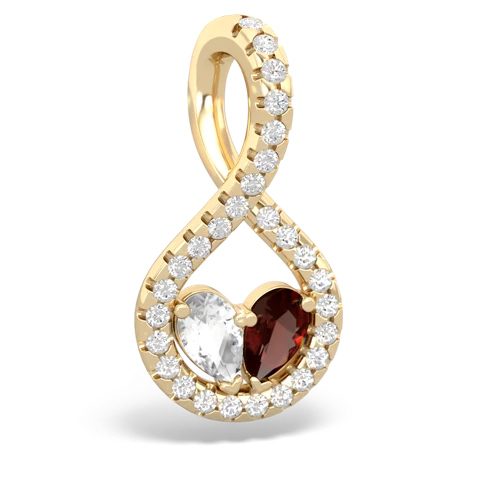 white topaz-garnet pave twist pendant