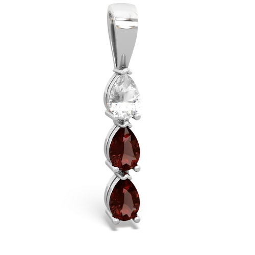 white topaz-garnet three stone pendant