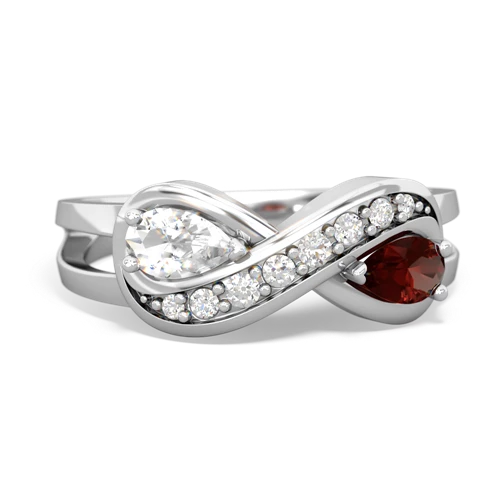 white topaz-garnet diamond infinity ring