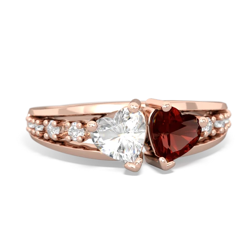 white topaz-garnet modern ring