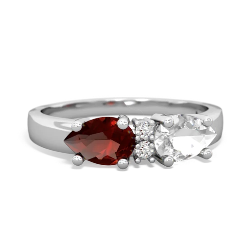 white topaz-garnet timeless ring