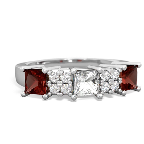 white topaz-garnet timeless ring