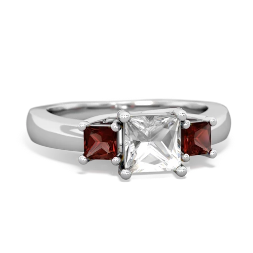 white topaz-garnet timeless ring