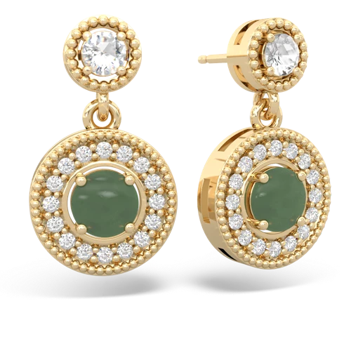 white topaz-jade halo earrings