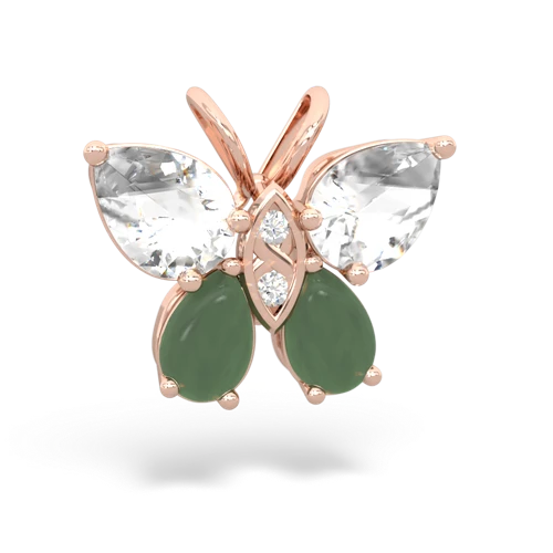 white topaz-jade butterfly pendant