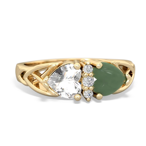 white topaz-jade celtic ring