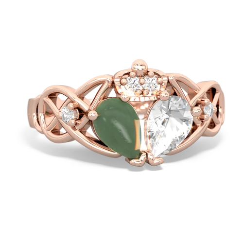 white topaz-jade claddagh ring