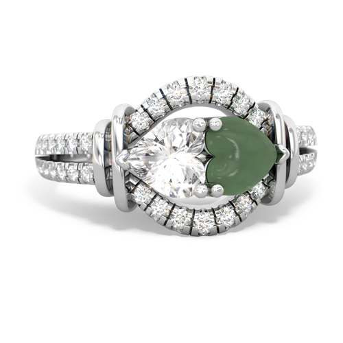 white topaz-jade pave keepsake ring