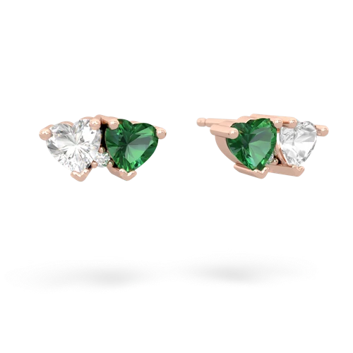 white topaz-lab emerald  earrings
