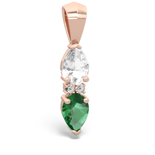 white topaz-lab emerald bowtie pendant