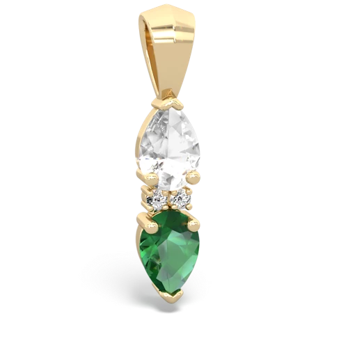 white topaz-lab emerald bowtie pendant