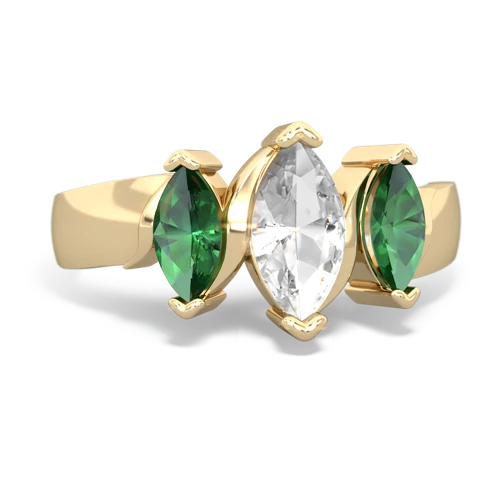 white topaz-lab emerald keepsake ring