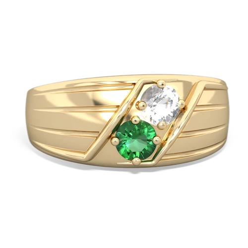 white topaz-lab emerald mens ring