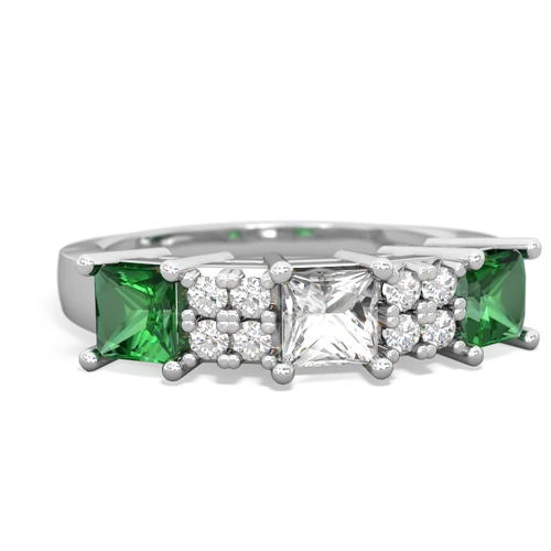 white topaz-lab emerald timeless ring