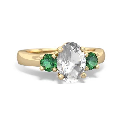 white topaz-lab emerald timeless ring