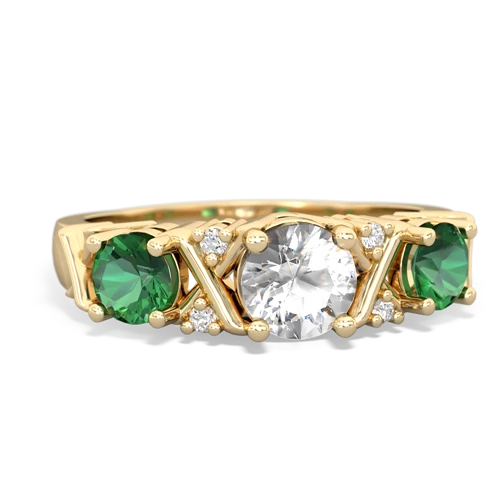 white topaz-lab emerald timeless ring