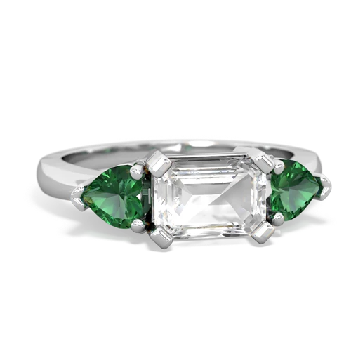 white topaz-lab emerald timeless ring