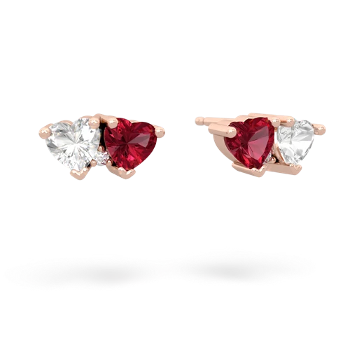 white topaz-lab ruby  earrings