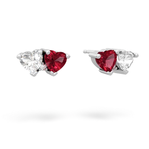 white topaz-lab ruby  earrings