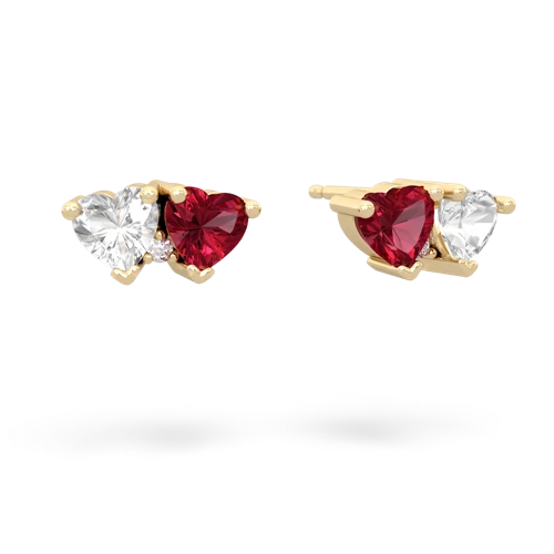 white topaz-lab ruby  earrings