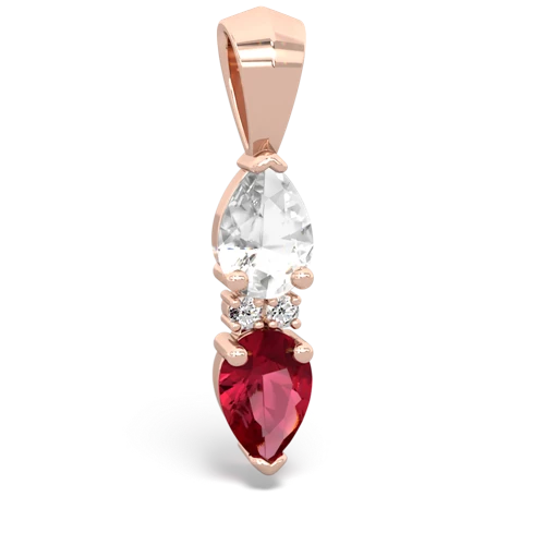 white topaz-lab ruby bowtie pendant