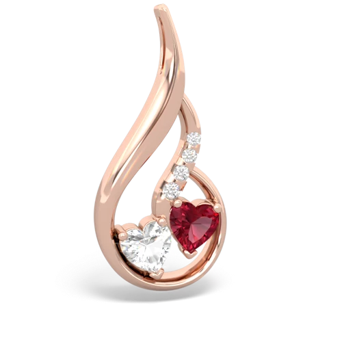 white topaz-lab ruby keepsake swirl pendant