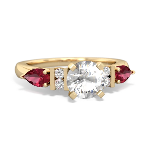 white topaz-lab ruby engagement ring