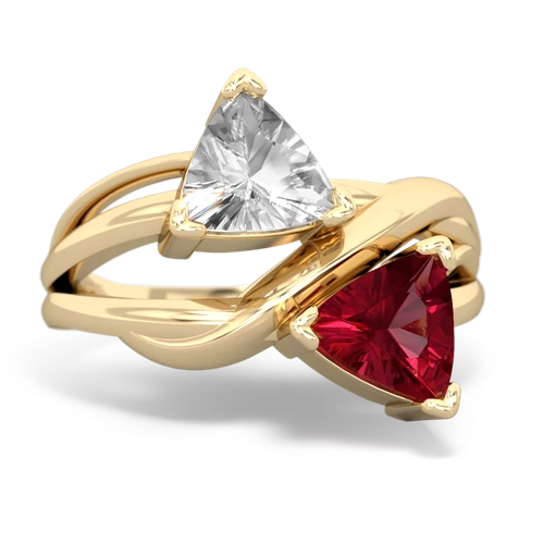 white topaz-lab ruby filligree ring