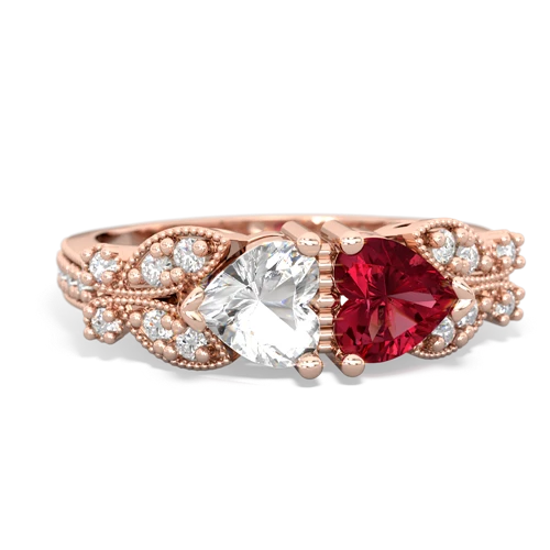 white topaz-lab ruby keepsake butterfly ring