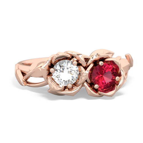 white topaz-lab ruby roses ring