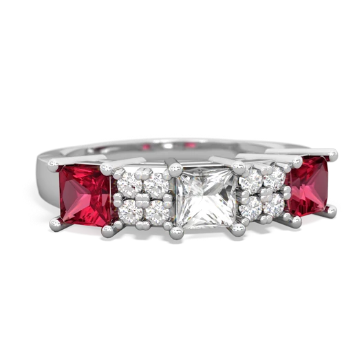 white topaz-lab ruby timeless ring