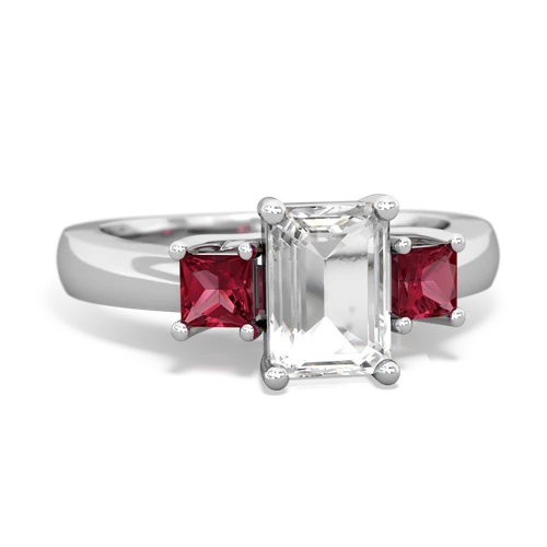 white topaz-lab ruby timeless ring