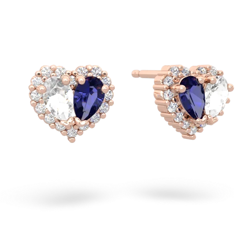 white topaz-lab sapphire halo-heart earrings
