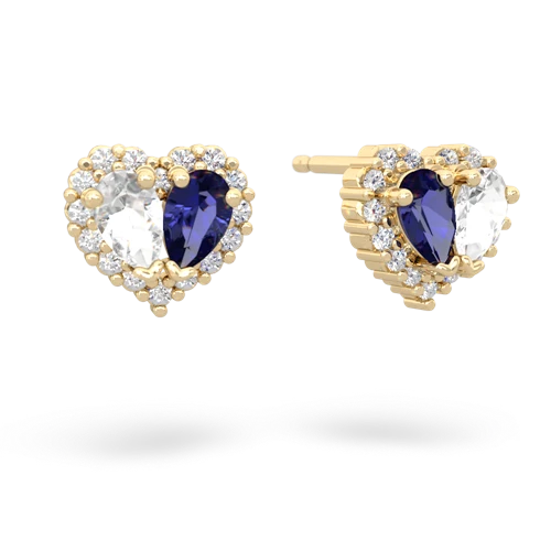 white topaz-lab sapphire halo-heart earrings