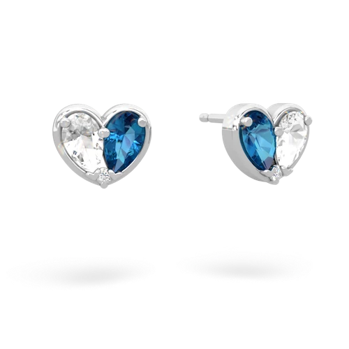 white topaz-london topaz one heart earrings