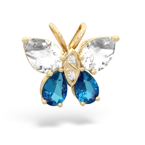 white topaz-london topaz butterfly pendant