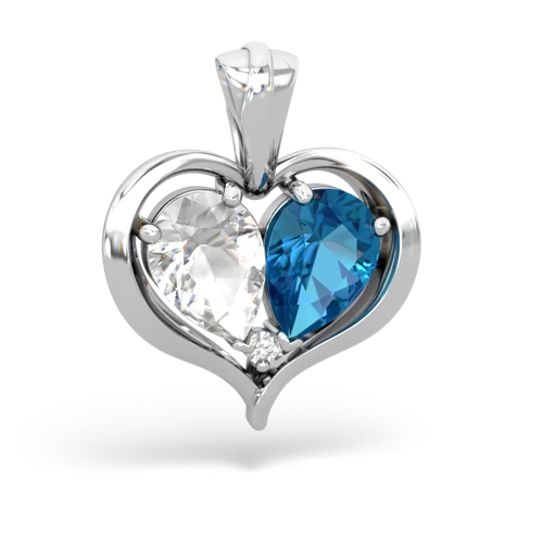 white topaz-london topaz half heart whole pendant