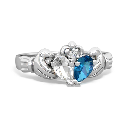 white topaz-london topaz claddagh ring