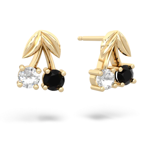 white topaz-onyx cherries earrings