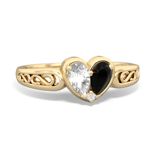 white topaz-onyx filligree ring