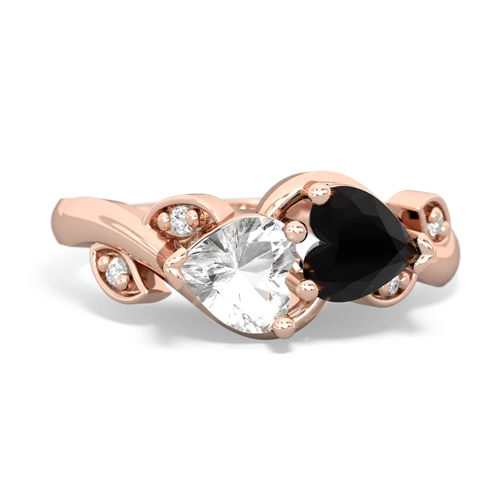 white topaz-onyx floral keepsake ring