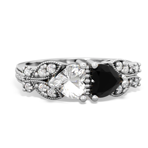 white topaz-onyx keepsake butterfly ring