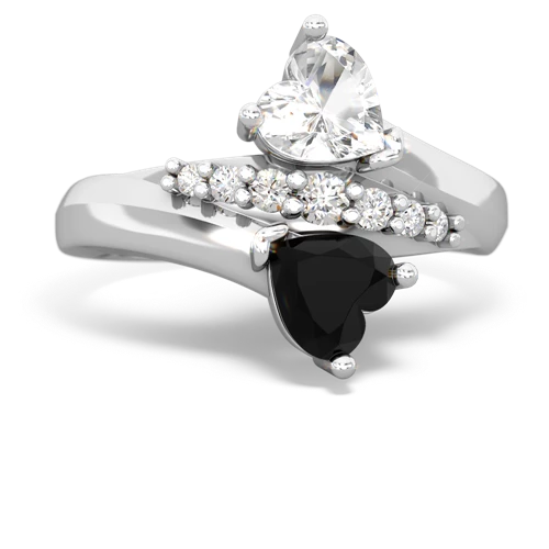 white topaz-onyx modern ring