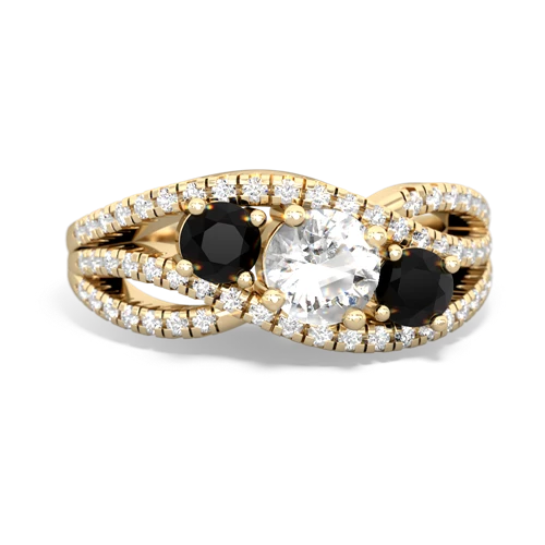 white topaz-onyx three stone pave ring