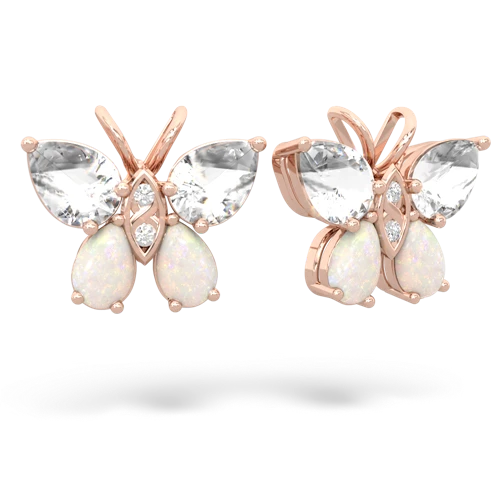 white topaz-opal butterfly earrings